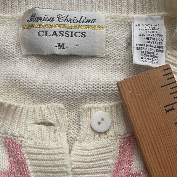 Marisa Christina classics Argyle houndstooth pattern cardigan size M 377 - Picture 5 of 5